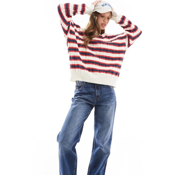 Cotton On crew neck pullover jumper in red stripe - Picture 7 of 7